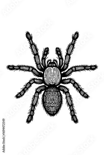 Tarantula Spider with Intricate Hairy Details