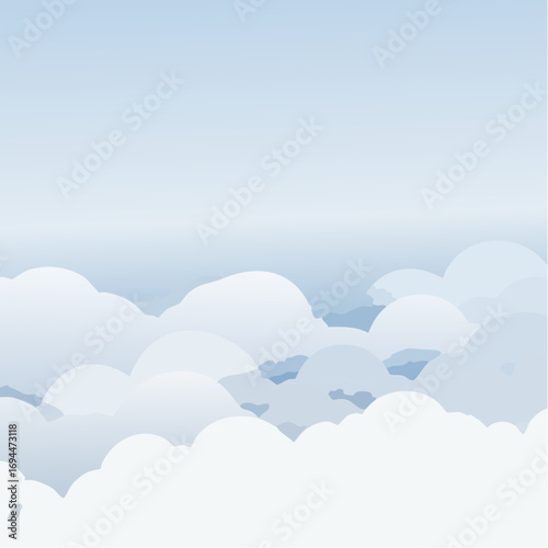 Dreamy, soft clouds drift serenely across a peaceful, expansive blue sky