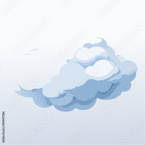 Fluffy blue cumulus cloud formation drifts serenely across a pale sky