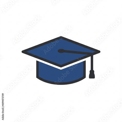 Illustration of a blue graduation cap with a tassel, symbolizing academic achievement and graduation day celebration vreated with genrated ai