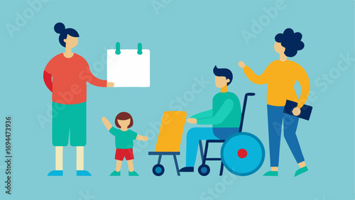 Family Participation A family with a member in a wheelchair participating in an art activity together each painting on their canvases promoting inclusivity and bonding through