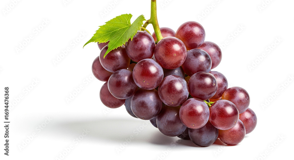 Fototapeta premium Fresh Ripe Red Grapes on White Background