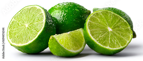 Fresh green lime with slice