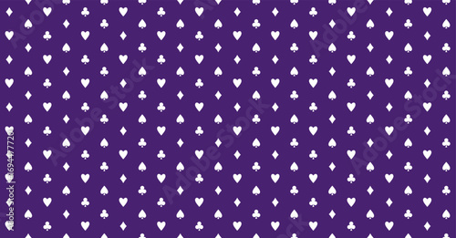 Playing card seamless pattern. Poker table or casino tablecloth vector texture design. Violet and white colors.