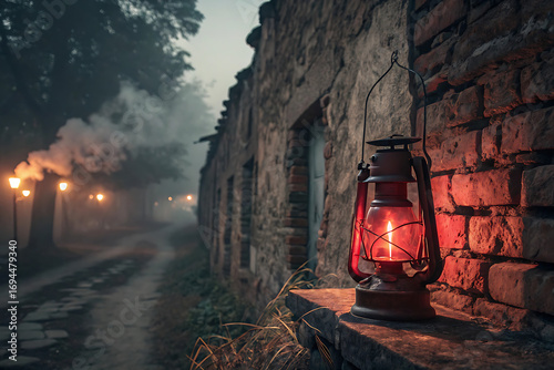 Winter traffic flows past an old house on fire, its dark silhouette and burning orange glow lighting up the evening sky