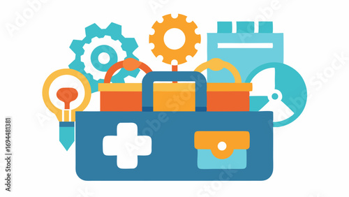 Cognitive Toolbox A toolbox filled with icons like gears puzzle pieces and a brain depicting the tools for cognitive improvement available through hyperbaric oxygen therapy.