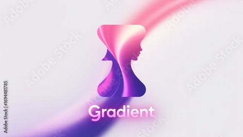 Abstract gradient design featuring a woman profile and flowing colors for modern art and creative projects