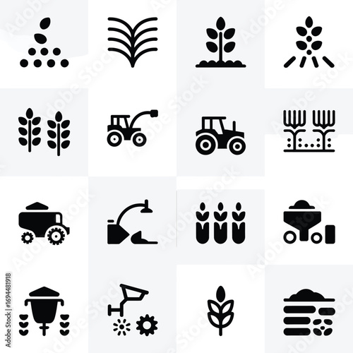 Collection of agricultural icons vector graphics scalable illustration eps format silhouette vector white background