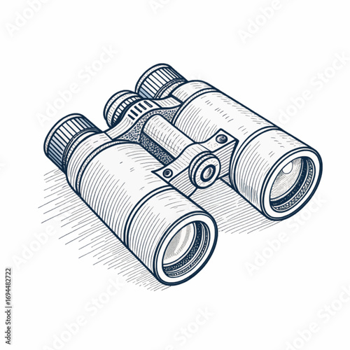 Binoculars sketch silhouette isolated on white background