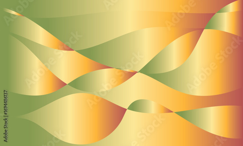 Abstract flowing waves of green gold and orange gradient