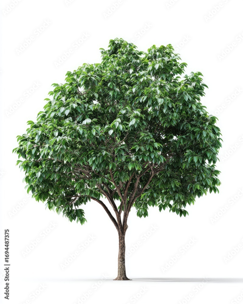 Fototapeta premium Lush green tree against white background (6)