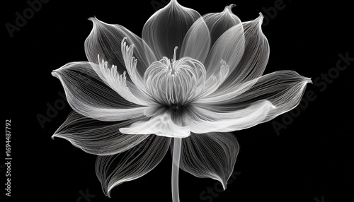 monochrome x ray image of a ethereal flower on black fantasy mystical blossom generative ai