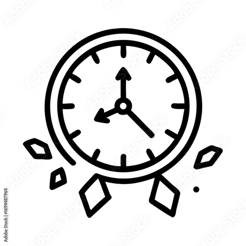Vector art of clock icon with diamond shards, time concept
