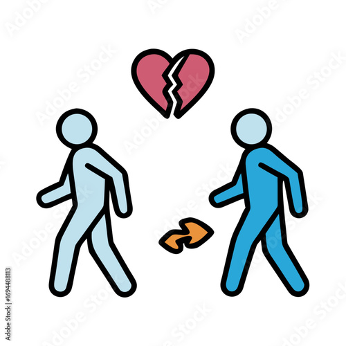 Vector art of broken heart and separation illustration
