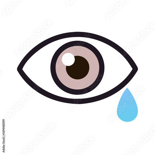 Vector art of eye with tear drop in flat design style