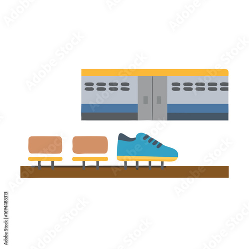 Vector art of sneaker on a train station platform