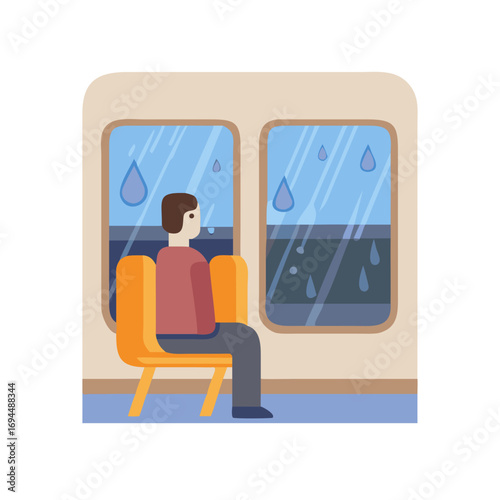 Vector art of man sitting on a train seat
