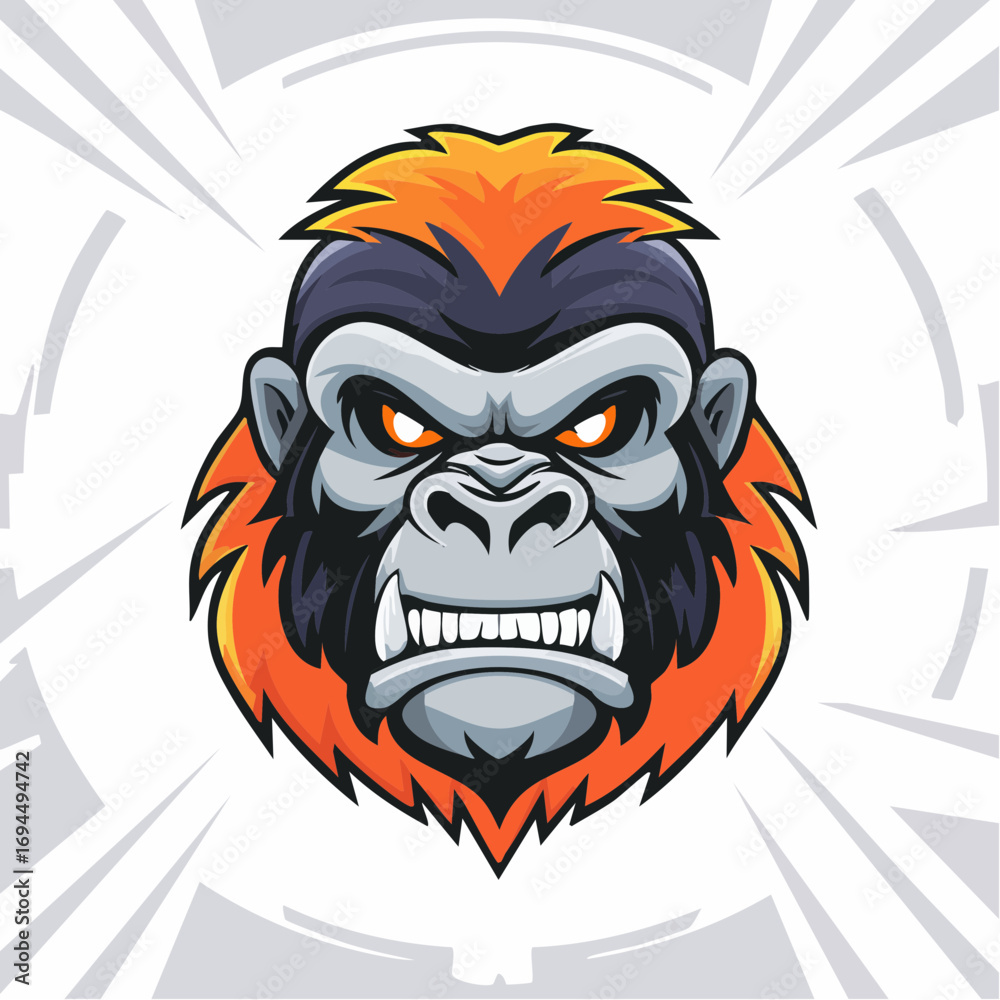 custom made wallpaper toronto digitalFierce Gorilla Mascot Head Illustration