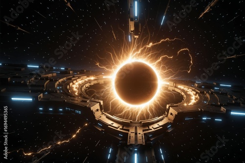 Cosmic Black Hole with Radiant Energy and Galactic Structures