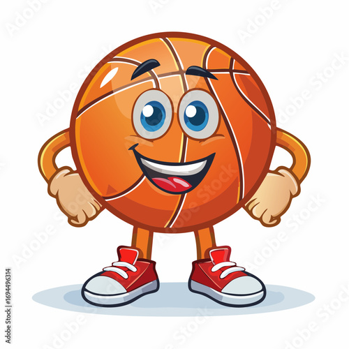 Basketball Cartoon Character Smiling Confidently