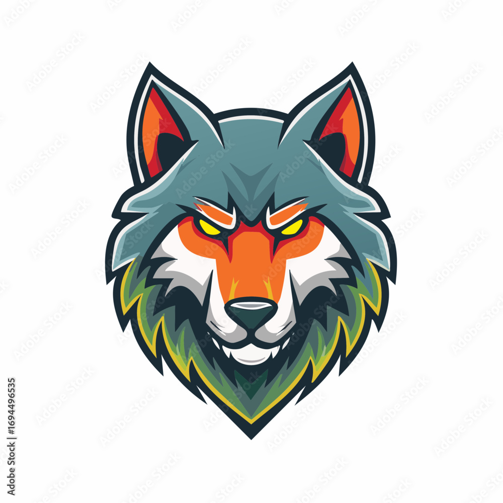 Obraz premium Angry wolf head mascot vector illustration