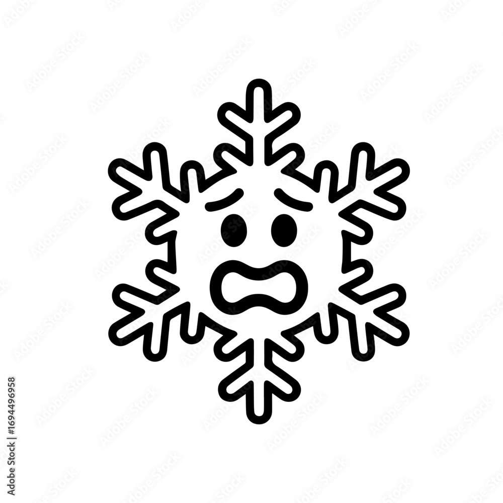 Obraz premium character emotion snowflake fear vector on white background Vector icon character with emotion
