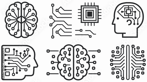 Artificial Intelligence and Circuitry Concepts - A Digital Brain and Networked Systems Illustration