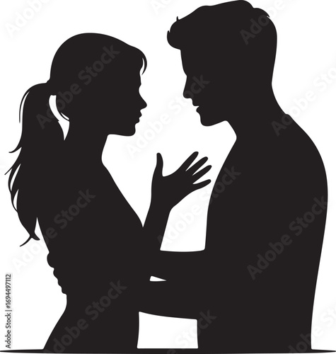Flat design couple arguing silhouette
on white background