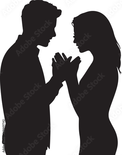 Flat design couple arguing silhouette
on white background