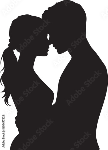 Loving couple wall decor silhouttee vector
on white background