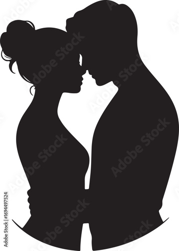 Loving couple wall decor silhouttee vector
on white background