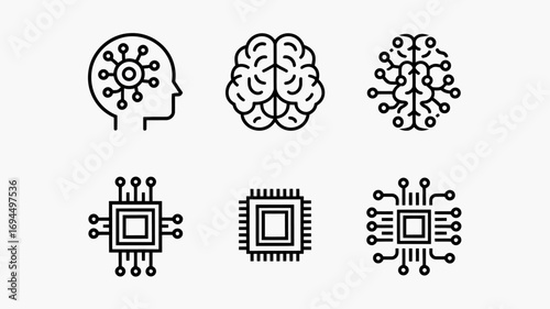 Artificial Intelligence and Brain Icons Exploring the Intersection of Technology and Human Cognition