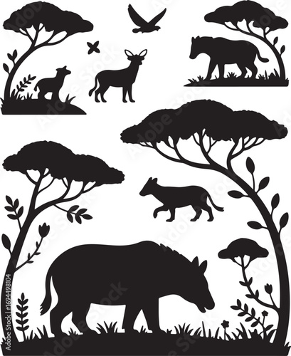 Silhouette animal in nature silhouttee vector
on white background