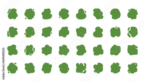 Set of abstract black ink blots isolated on white background