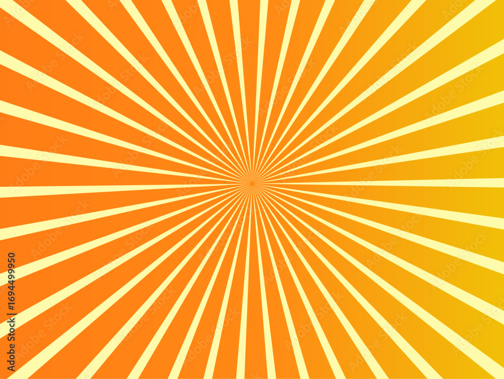 Fototapeta premium Yellow banner with Sun rays, yellow lines background. Vector illustration