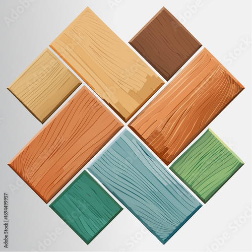 Wood Texture Samples: Colorful Wooden Planks in Cross Pattern