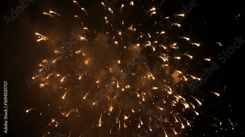 Spectacular golden fireworks illuminate the deep black night sky, marking a joyful Diwali Celebration 2025 with brilliant bursts of light and festive energy