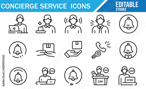 Icon Set for Concierge Services in Hotel and Hospitality Industry