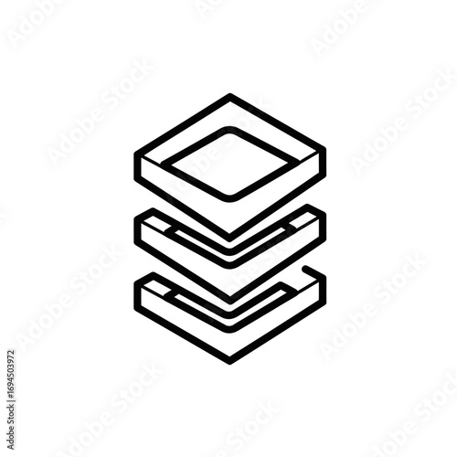 Three dimensional layered square geometric design.