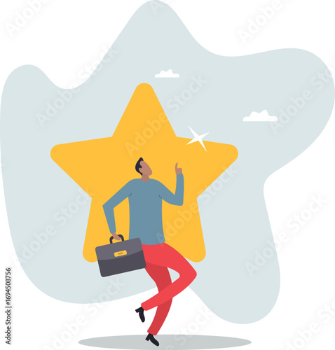 Star employee, success leader or confidence, high performance staff or achievement, evaluation or award winning,about a man and his life.