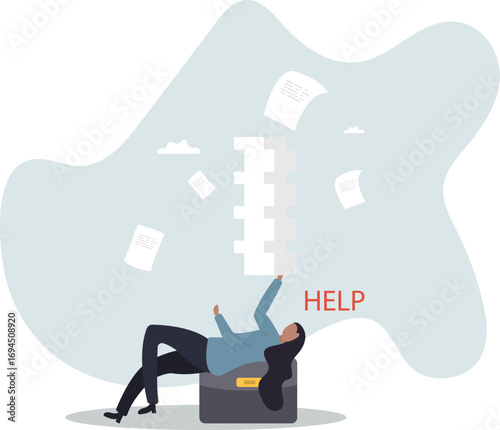 Overwork and overload work make employee exhausted and stressed leads to depression, burnout and low efficiency,about a man and his life.