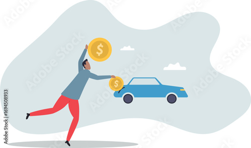 Car leasing or car loan, borrow money to buy new car, rental or auto maintenance cost, debt, purchase or buy new vehicle .about a man and his life.