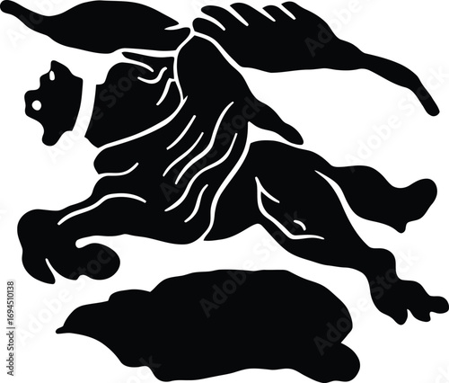 Dynamic black and white illustration of a roaring, muscular lion, a powerful and abstract depiction of strength and wildness, great for branding and creative projects.