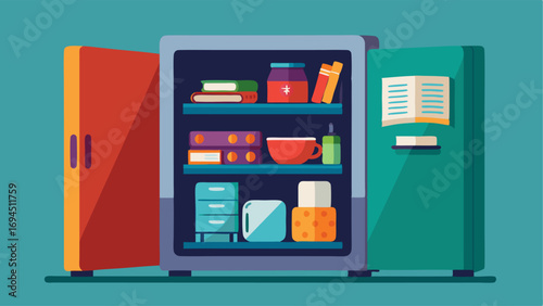 A mini fridge and microwave tucked into a nook providing students with a place to store snacks and heat up meals.