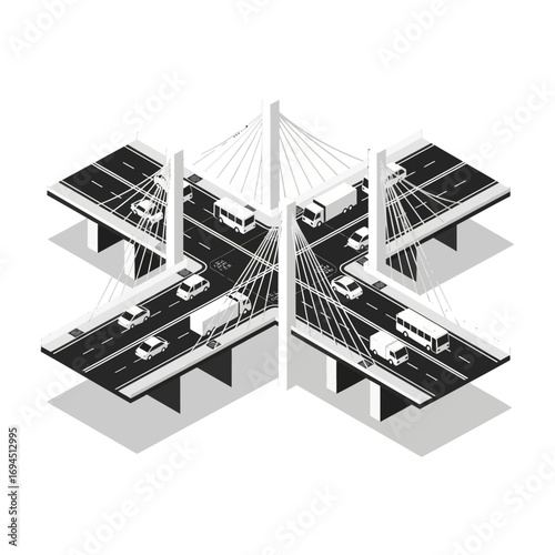 Elevated Highway Interchange Bridge Structure.
