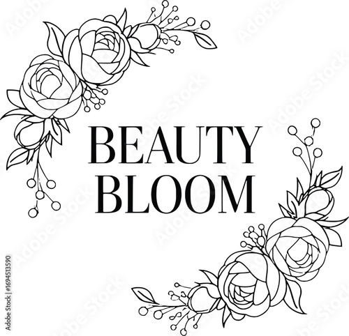 Elegant floral beauty bloom logo design with delicate flower wreath emblem