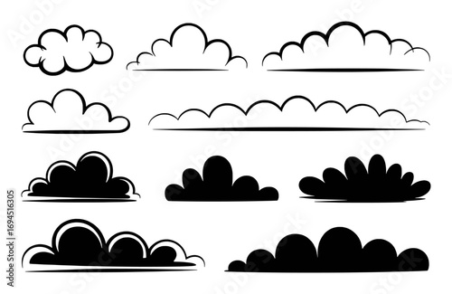 Collection of Black and White Cloud Illustrations