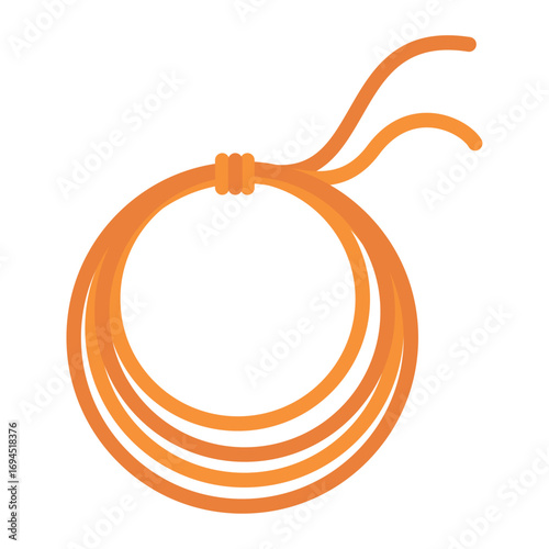 Orange Rope Coil with Free End Showing a Lasso or a Noose