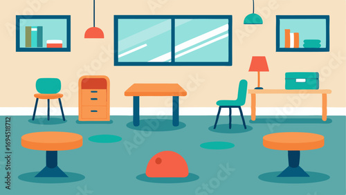 Flexible Seating Options A classroom scene with different seating arrangements such as wobble stools standing desks and cushions on the floor accommodating various learning