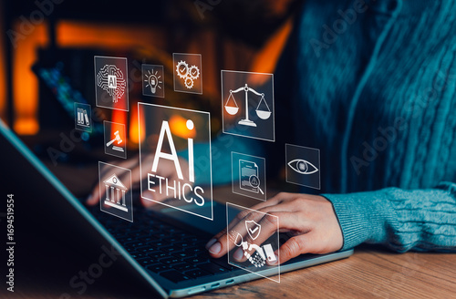 Foto AI Ethics and Responsible Artificial Intelligence Governance Concept